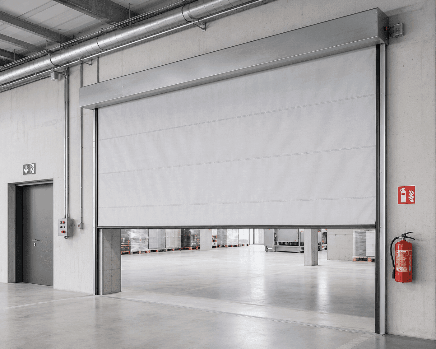 Brandschutzvorhang in der Lagerhalle